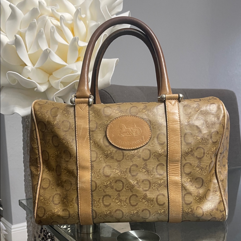 Celine Tan Monogram Satchel